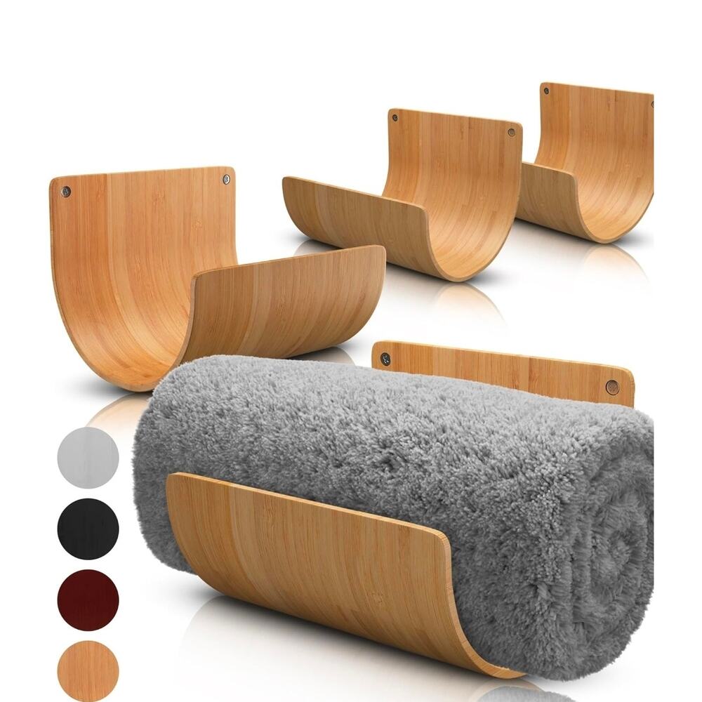 NWOT Aura Nest Bamboo Towel Rack - Set of Four